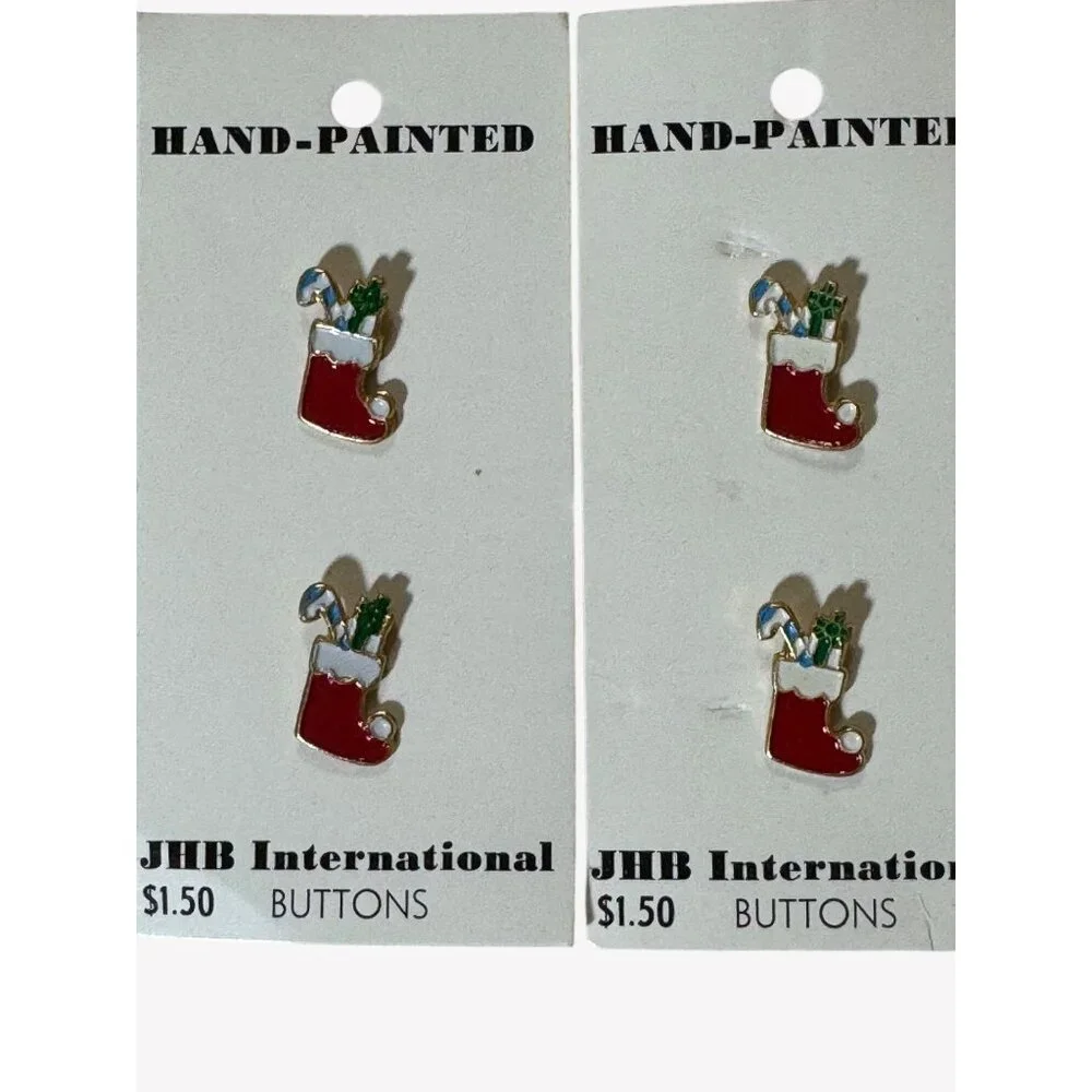 Vintage Hand Painted JHB‎ International New Old Stock Christmas Buttons Lot